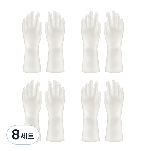 MAME 라텍스 반투명고무장갑 L, 8세트, 대(L)