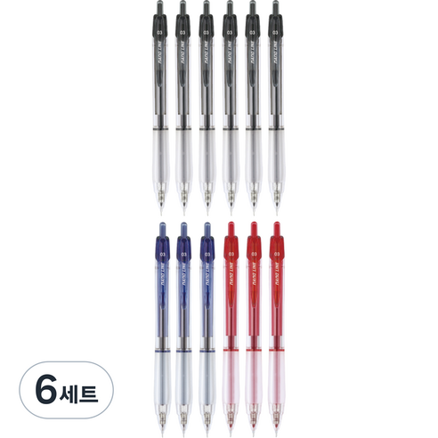 자바펜 0.3 나노라인 볼펜 검정 0.3mm 6p + 파랑 0.3mm 3p + 빨강 0.3mm 3p, 혼합색상, 6세트