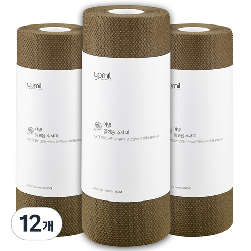 예밀 뜯어쓰는 일회용 수세미 롤형 60p, 브라운, 60개입, 12개
