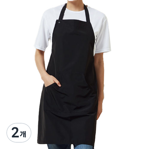 비더셰프 유니스토어 목걸이형 베이직 방수 앞치마, 블랙(A-840-1), 2개