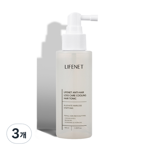 라이프넷 탈모증상 완화 약산성 쿨링 헤어토닉, 100ml, 3개