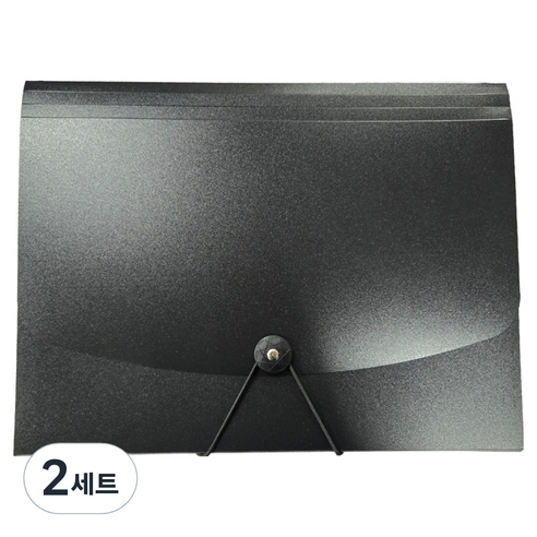 도큐모 서류 정리함 13칸 아코디언파일 A4 + 라벨 스티커 세트, 블랙, 2세트