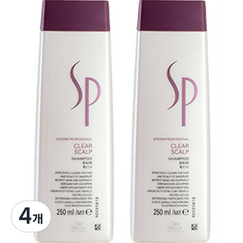 웰라 SP 클리어 스캘프 샴푸, 4개, 250ml