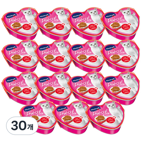 비타크래프트 성묘용 포에시 하트캔 고양이 주식 파우치, 치킨 + 당근 + 사과, 85g, 30개