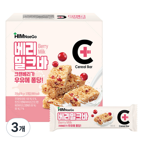 힘내고 베리밀크바 12p, 3개, 216g