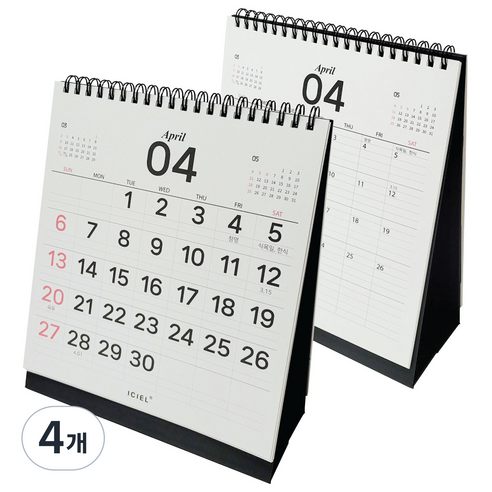 아이씨엘디자인 2025 클로버 데스크 캘린더, 블랙, 4개