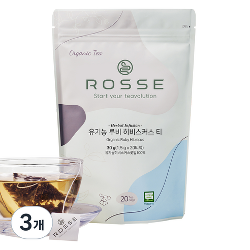 로쎄 유기농 루비 히비스커스 티, 30g, 3개, 20개입
