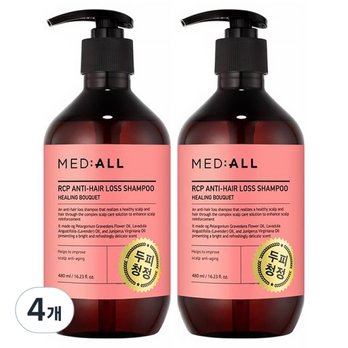 메디올 알시피 안티 헤어 로스 샴푸 힐링부케향, 480ml, 4개