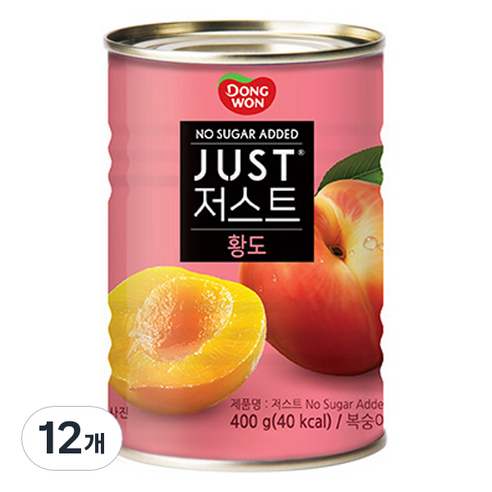 동원 JUST 노슈가 황도 2절 통조림, 400g, 12개