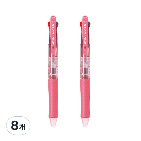 아크로볼 파이롯트 3색 볼펜 0.7mm, 클리어 소프트 핑크, 8개