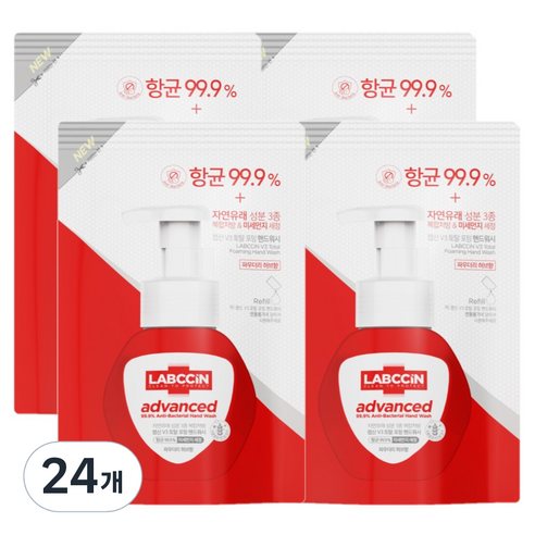 랩신 토탈 어드밴스드 핸드워시 파우더리 허브향, 24개, 200ml
