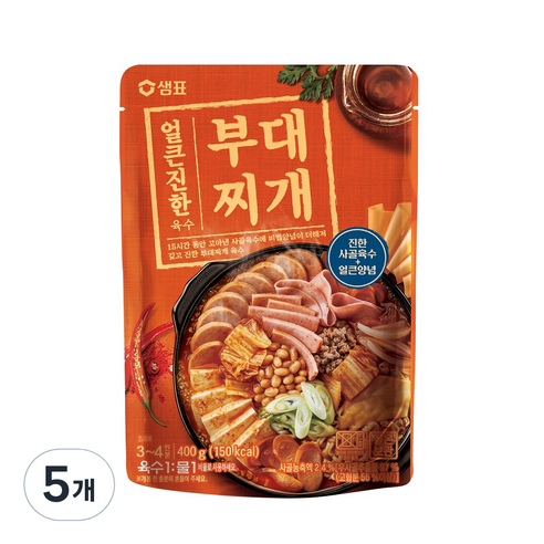 샘표 얼큰진한 부대찌개 육수, 400g, 5개