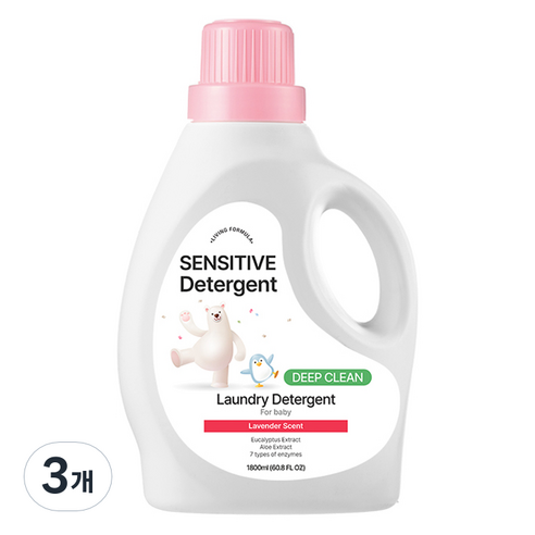 생활공식 센서티브 유아용 세탁세제, 1.8L, 3개