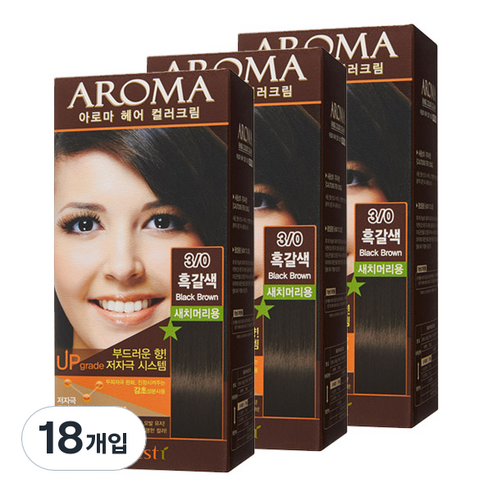 에네스티 아로마 염모제 새치머리용, 3/0 흑갈색, 18개입