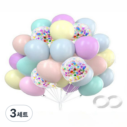 만들하비 컨페티 풍선 세트, 마카롱, 3세트