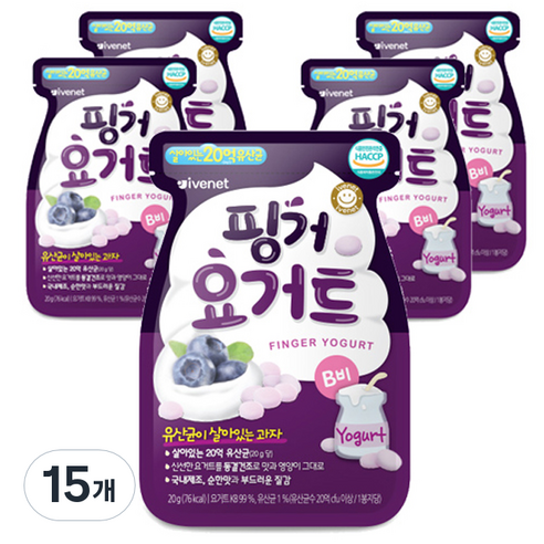 아이배냇 핑거 요거트, 블루베리, 20g, 15개