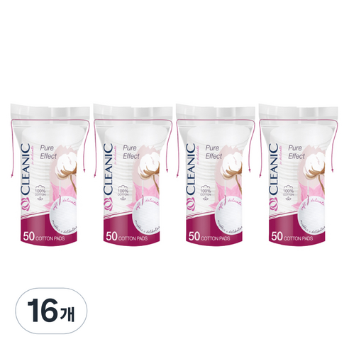 클레아닉 Pure Effect 소프트 터치 화장솜, 50개입, 16개
