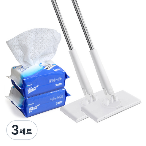 모나코올리브 한콕 핸즈클린 청소 밀대 2개 + 정전기 청소포 30매 2개 세트, 3세트