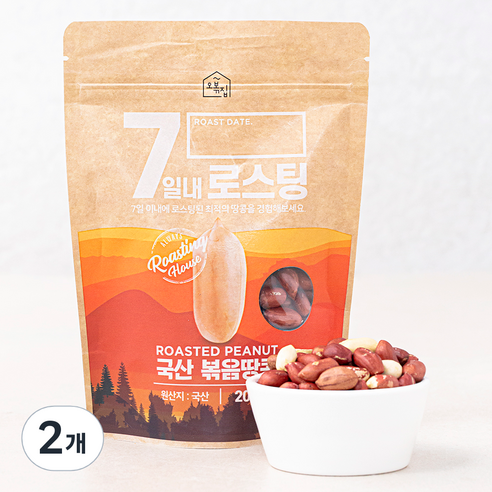 오볶집 7일내 로스팅 볶음땅콩, 200g, 2개