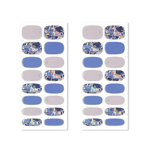 벨랑시 리얼 젤 네일 스트립 베이직 네일스티커 16p, 블루자개, 2개
