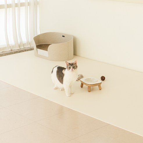 구루구루 강아지 고양이 슬림핏 펫매트 롤형 미끄럼방지, 크림