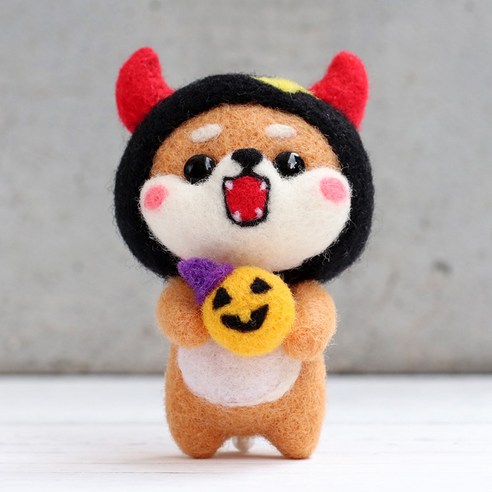 펫돌 양양이 니들펠트 인형 DIY 세트, 1세트, 악마시바