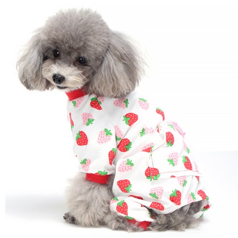알럽펫 반려동물 패턴 홈웨어 올인원, 딸기