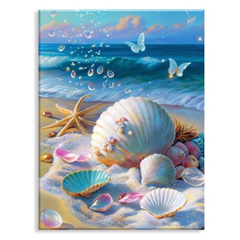 엔픽아트 캔버스형 보석십자수 DIY 키트 40 x 50 cm MK141, 나비와푸른바다, 1개