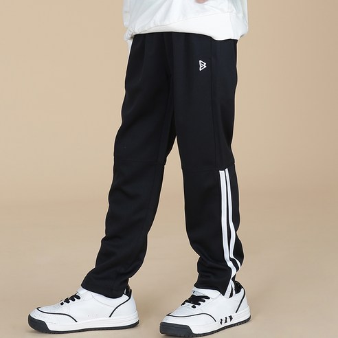 보누맘 아동용 종아리 두줄라인 9부 트레이닝 팬츠 17호, 사이즈, 블랙, 블랙 섬네일