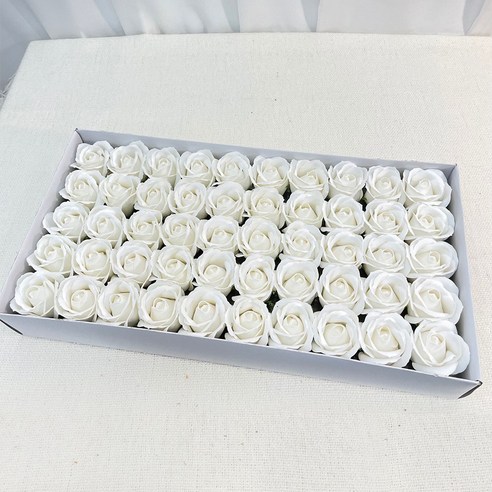 이플린 3겹 비누꽃 장미 50p, 화이트