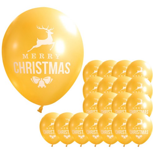 루돌프 크리스마스풍선 30cm x 20p + 손펌프 랜덤발송 + 컬링리본 화이트 소, 골드, 1세트