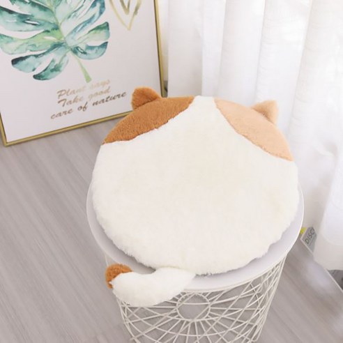 알럽홈 부드러운 고양이 뒷태 방석, 화이트베이지