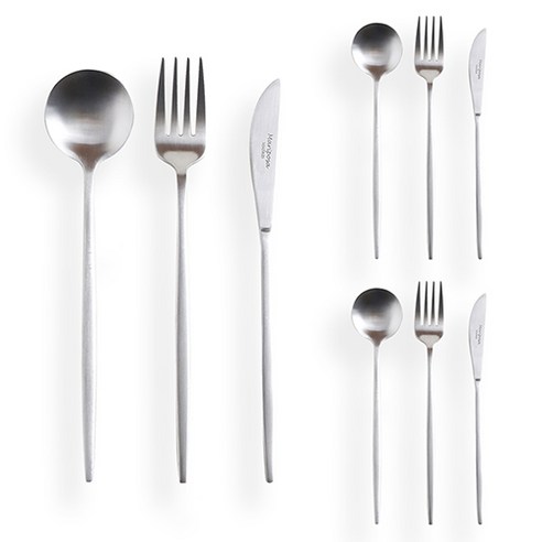 마리포사 커트러리 디저트 3종 x 3p 세트, 실버, 디저트스푼 3p + 디저트포크 3p + 디저트나이프 3p