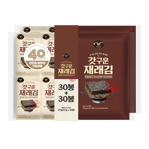 만전김 갓구운 재래김 도시락, 4.5g, 60개