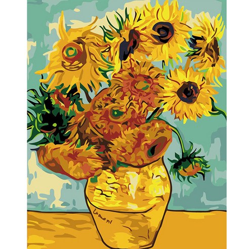 순잠 깜찍 모던 수채화 유채화 개릭터 그림그리기 DIY 세트 50 x 65 x 1.6 cm, 19 썬플라워 꽃병, 1개