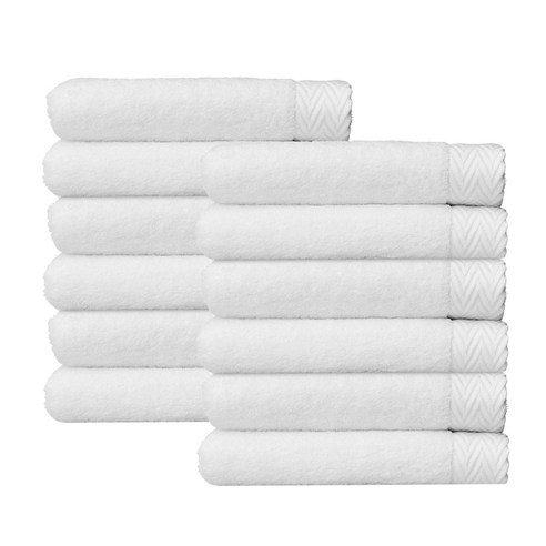 소프트터치 헤링본 보더 호텔수건 40수 코마사 150g, 화이트, 12개