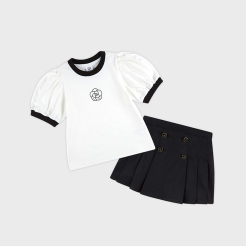 월튼키즈 여아용 로제 플리츠 스커트 상하의 세트