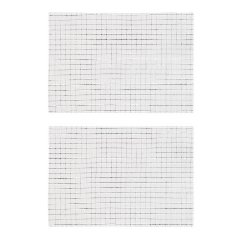 아리코 심플 체크 면 키친크로스, 화이트 A, 2개