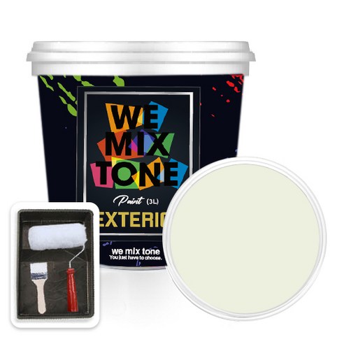WEMIXTONE 외부용 EXTERIOR 페인트 3L + 붓 + 로울러 + 트레이 세트, WMT0311P01(페인트), 1개