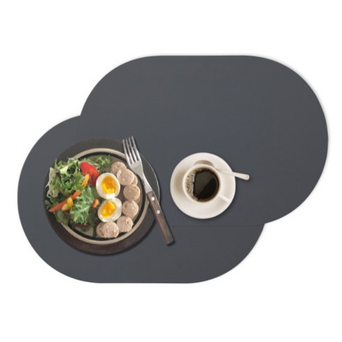 디아르 플래티넘 실리콘 방수 플레인 식탁매트, 다크그레이, 43 x 29.5 cm, 2개