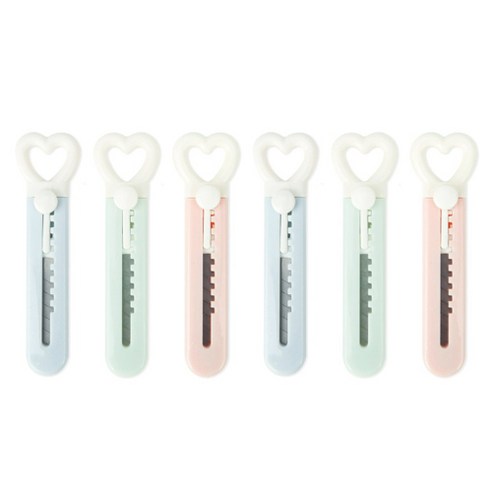 인디케이 하트 손잡이 미니칼 3종 x 2p 세트, 혼합색상, 1세트
