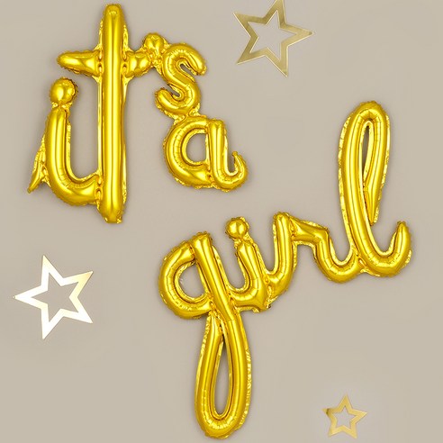 파티팡 it''s a girl 이니셜 은박풍선 세트, 골드, 3세트
