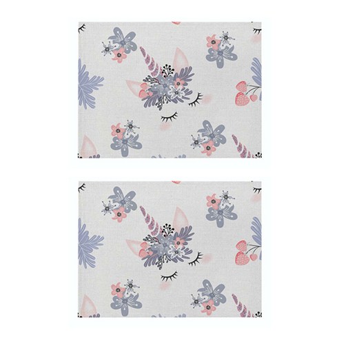 라벤더 유니콘 일러스트 플레이스 매트 2p, 37, 32 x 21 cm