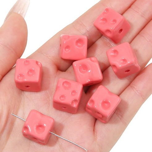 알로데 스퀘어 치즈 글로시 큐브 DIY 비즈 14 x 14 mm 5p, B02 진핑크, 5개