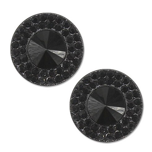 포인트 보석 큐빅 단추 왕보석 21mm, 제트 블랙, 2개