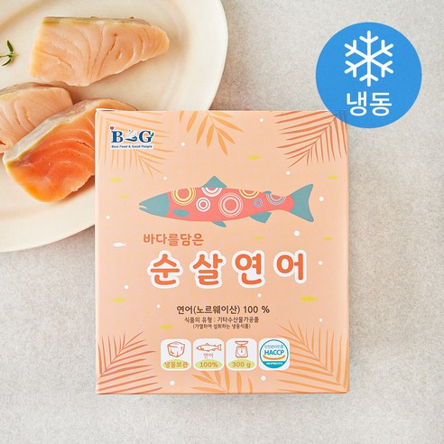 노르웨이산 순살 비엔지푸드 연어 (냉동), 1개, 300g