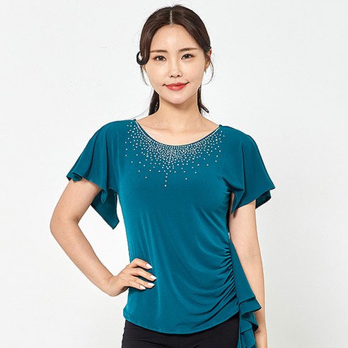 댄스도매 날개 보석 티셔츠 LDT28300, 초록