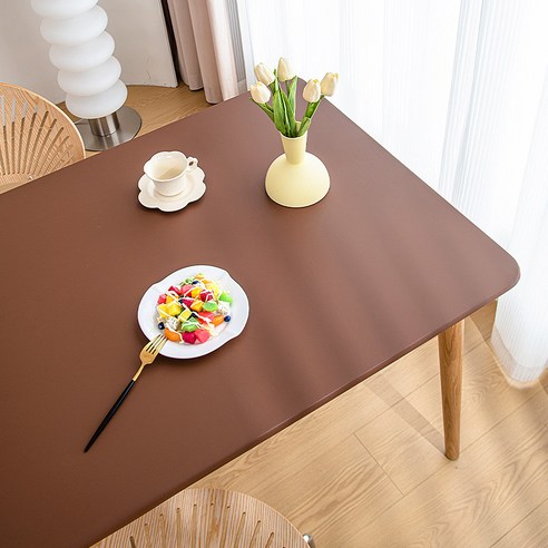 보나라온 방수 식탁 테이블 가죽 커버, 03 브라운, 80 x 140 cm