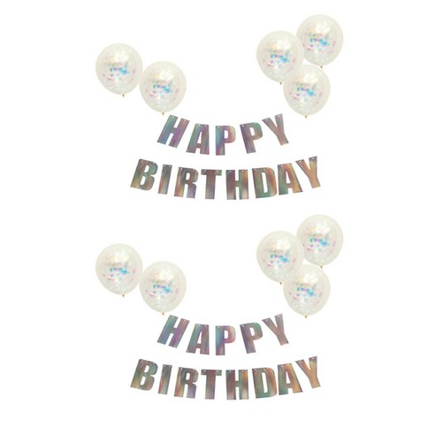 마켓감성 생일파티 가랜다 + 스팽글 풍선 5p, 타입8, 2세트