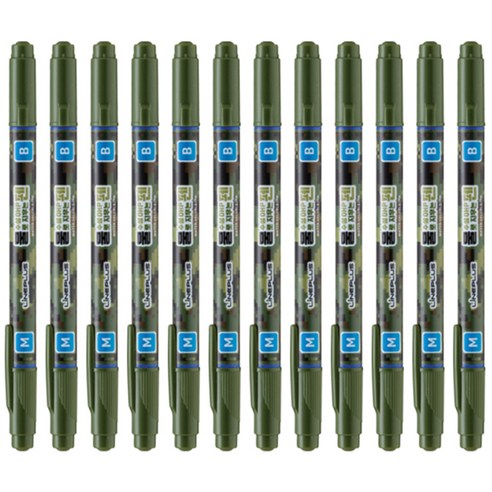 라인플러스 OHP펜 1mm 물펜MF 3.0mm 12p, 청색, 1개